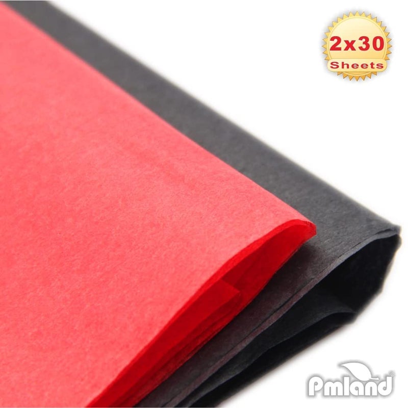 PM لاند مناديل تغليف الهدايا PMLAND - أسود وأحمر - 20 بوصة × 26 بوصة 60 ورقة - Image 4